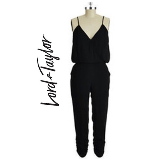 Design Lab Lord & Taylor Pants - 🆕 BNWT LORD AND TAYLOR BLACK SPAGHETTI JUMPSUIT SIZE M